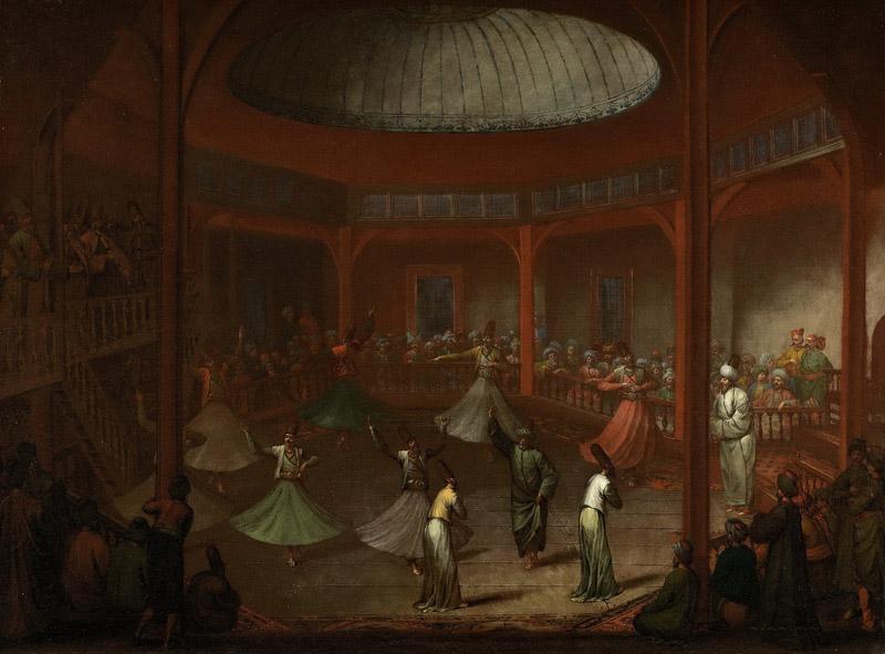Vanmour, Jean Baptiste -- Dansende derwisjen in de Mevlevihane in Pera, 1730-1737