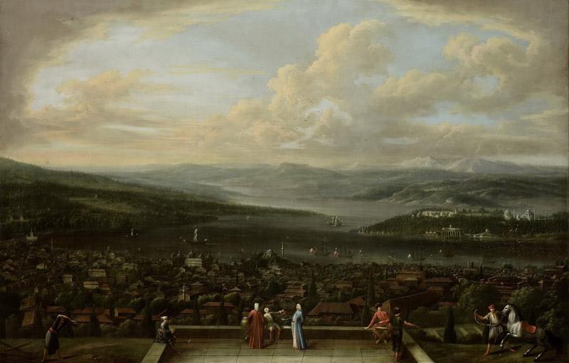 Vanmour, Jean Baptiste -- Gezicht op Constantinopel vanuit de Nederlandse ambassade te Pera, 1700-1743