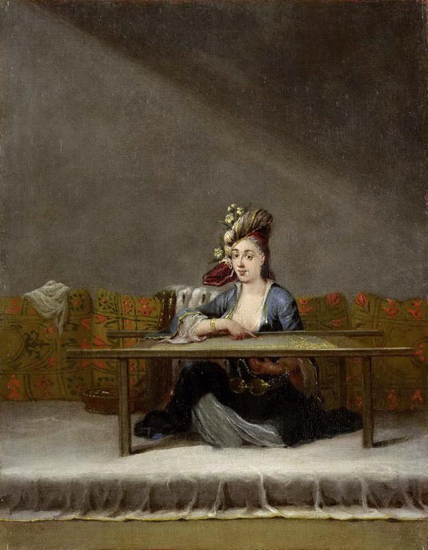 Vanmour, Jean Baptiste -- Turkse vrouw voor haar borduurraam, 1727-1737
