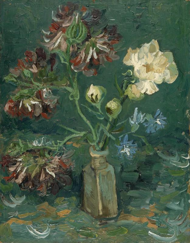 Vase with Myosotis and Peonies