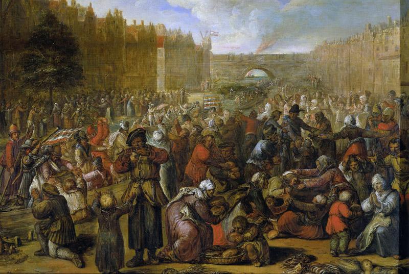 Veen, Otto van -- De uitdeling van haring en wittebrood na de opheffing van het beleg van Leiden, 3 oktober 1574