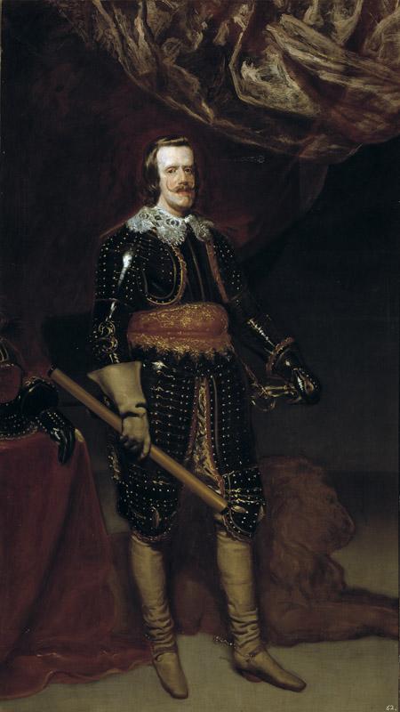 Velazquez, Diego Rodriguez de Silva y (Taller de)-Felipe IV armado y con un leon a los pies