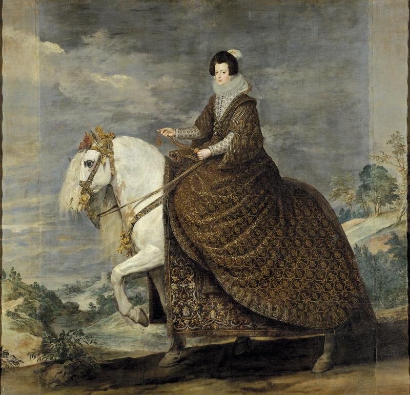 Velazquez, Diego Rodriguez de Silva y (y otros)-La reina Isabel de Borbon, a caballo