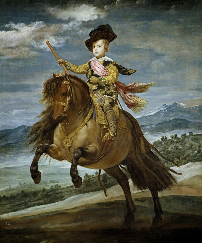 Velazquez, Diego Rodriguez de Silva y-El principe Baltasar Carlos, a caballo-211,5 cm x 177 cm