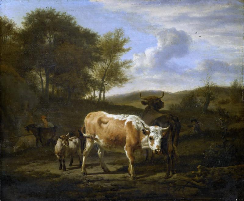 Velde, Adriaen van de -- Bergachtig landschap met vee, 1663