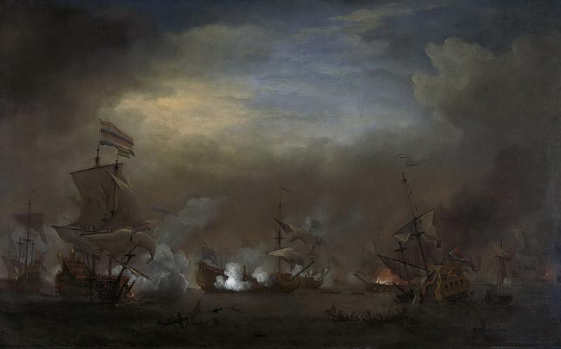 Velde, Willem van de (II) -- Nachtelijk gevecht tussen Cornelis Tromp op de Gouden Leeuw en Sir Edward Spragg op de Royal Prince tijdens de zeeslag bij Kijkduin, 1673 - 1707