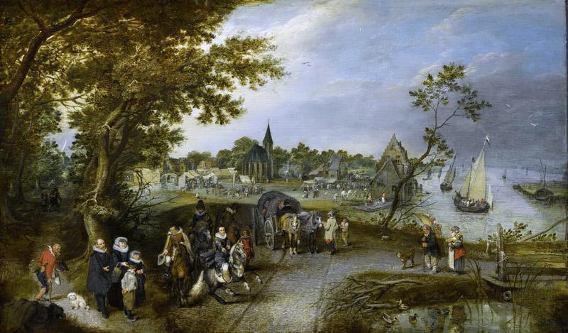 Venne, Adriaen Pietersz. van de -- Landschap met figuren en een dorpskermis, 1615