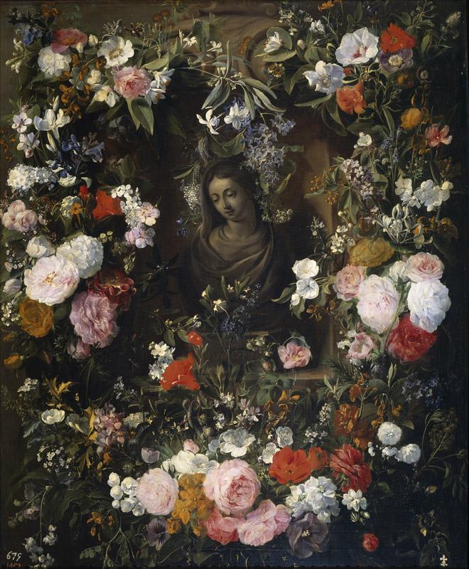 Verendael, Nicolaes van-Guirnalda rodeando a la Virgen Maria-81 cm x 65 cm