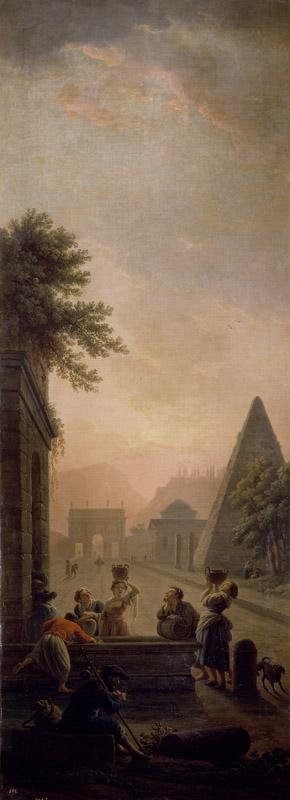 Vernet, Claude Joseph-Paisaje romano a la puesta del sol-155 cm x 57 cm