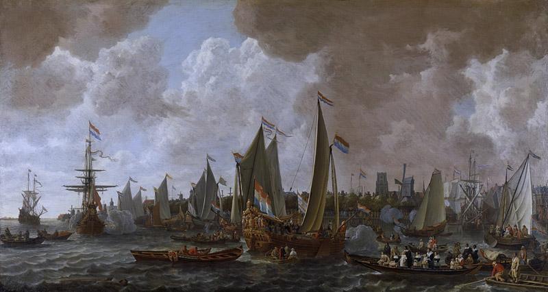 Verschuier, Lieve Pietersz. -- De aankomst van koning Karel II van Engeland te Rotterdam, 24 mei 1660, 1660 - 1665