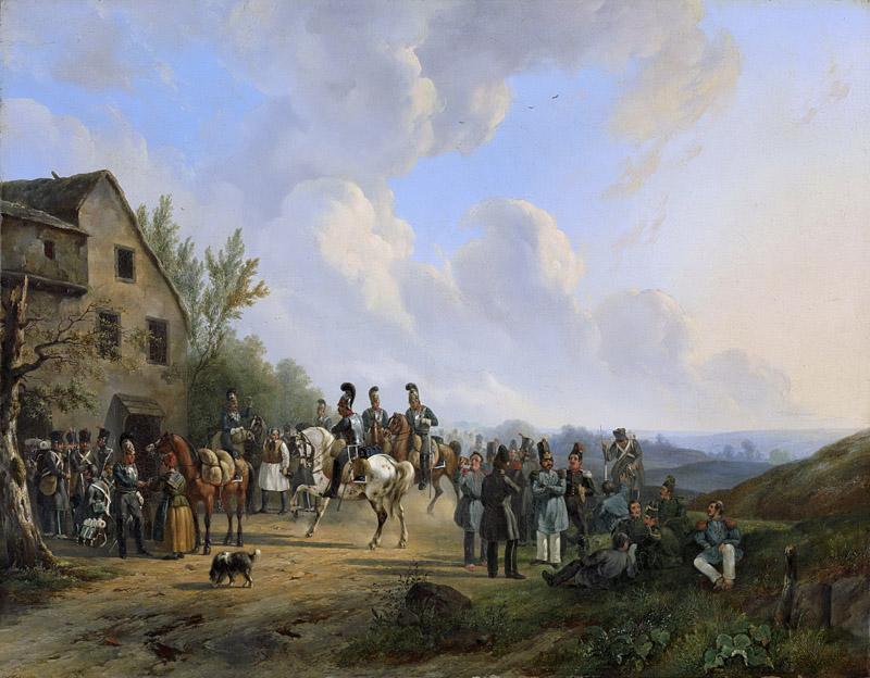 Verschuur, Wouter (1812-1874) -- Tafereel uit de Tiendaagse Veldtocht tegen de in opstand gekomen Belgen, augustus 1831