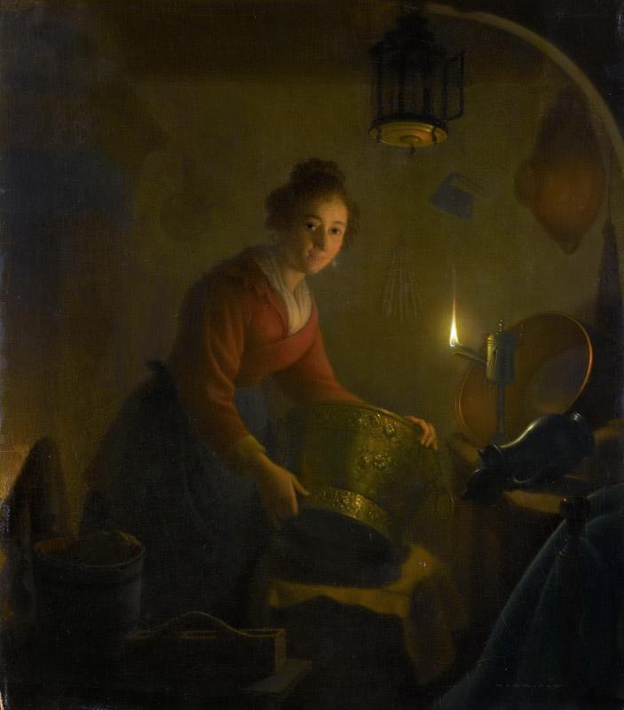 Versteegh, Michiel -- Een vrouw in een keuken bij kaarslicht, 1830