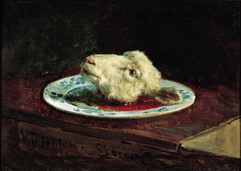 Viggo Johansen - Lamb head on a plate