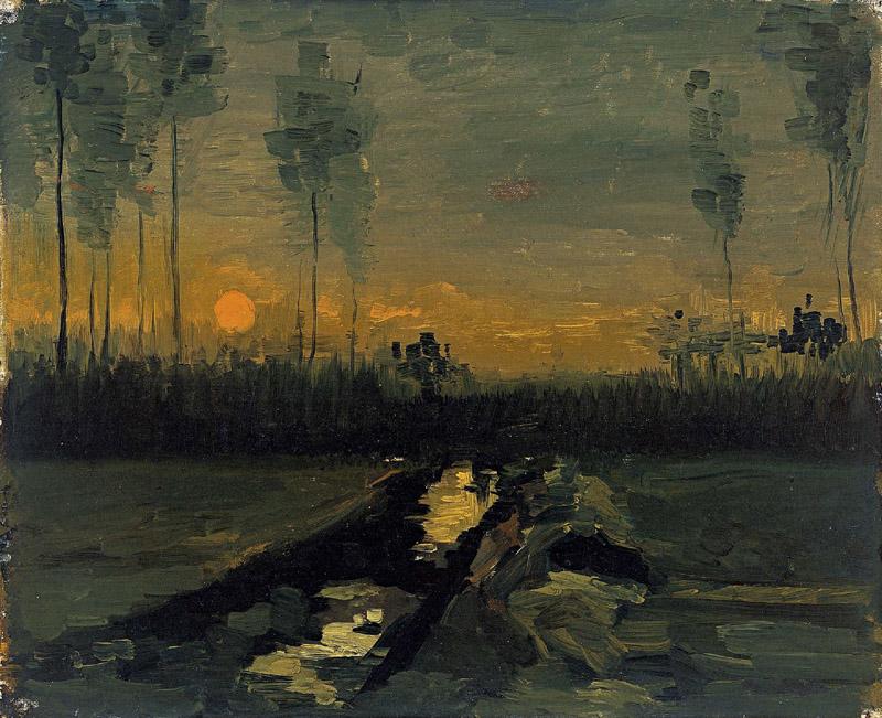 Vincent van Gogh - Landschap bij zonsondergang