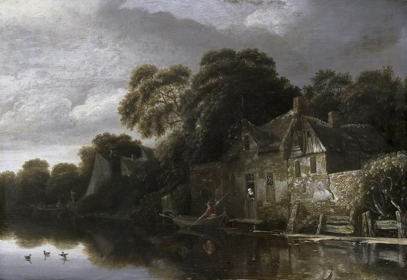 Vries, Michiel van -- Oude boerenwoning aan het water, 1656