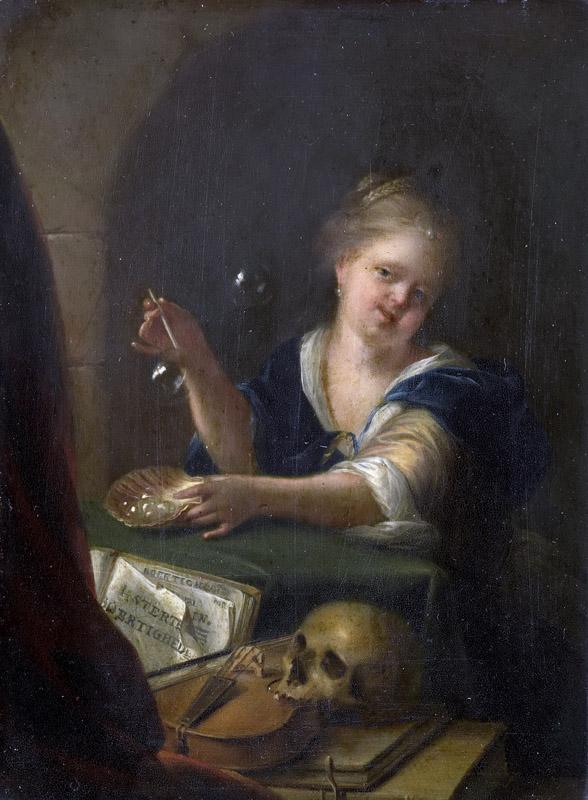 Werff, Adriaen van der -- Bellenblazend meisje bij een vanitas stilleven, 1680-1775