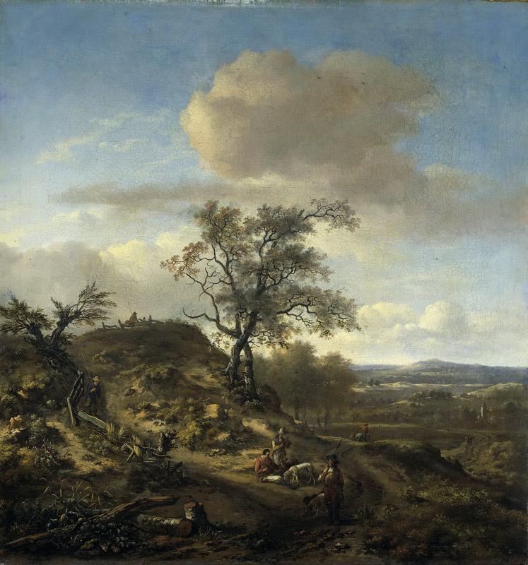 Wijnants, Jan -- Landschap met een jager en andere figuren, 1660-1670