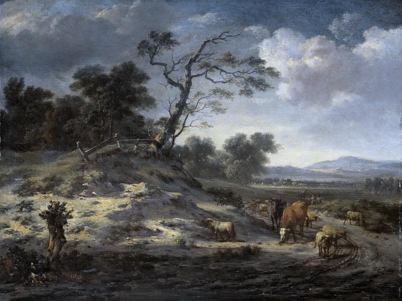 Wijnants, Jan -- Landschap met vee op een landweg, 1655-1684
