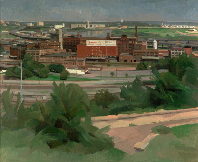 Wilbur Niewald - Kansas City, View of the River, 1989