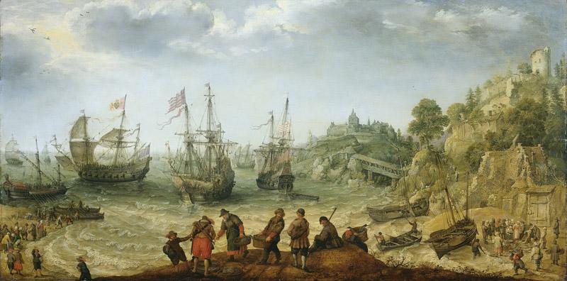 Willaerts, Adam -- Schepen bij een rotsachtige kust, 1621