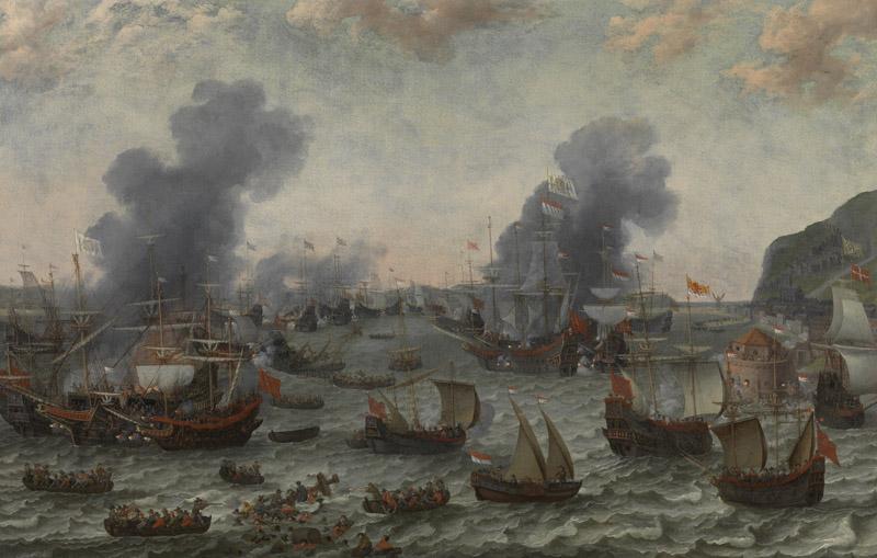 Willaerts, Adam-La Batalla de Gibraltar, 25 de abril 1607-78,3 cm x 121,5 cm