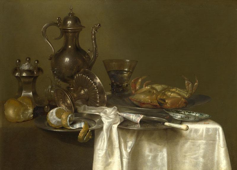 Willem Claesz. Heda - Still Life - Pewter and Silver Vessels and a Crab