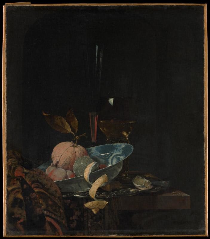Willem Kalf--Still Life with Fruit, Glassware, and a Wanli Bowl