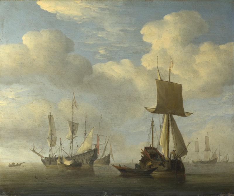 Willem van de Velde - An English Vessel and Dutch Ships Becalmed