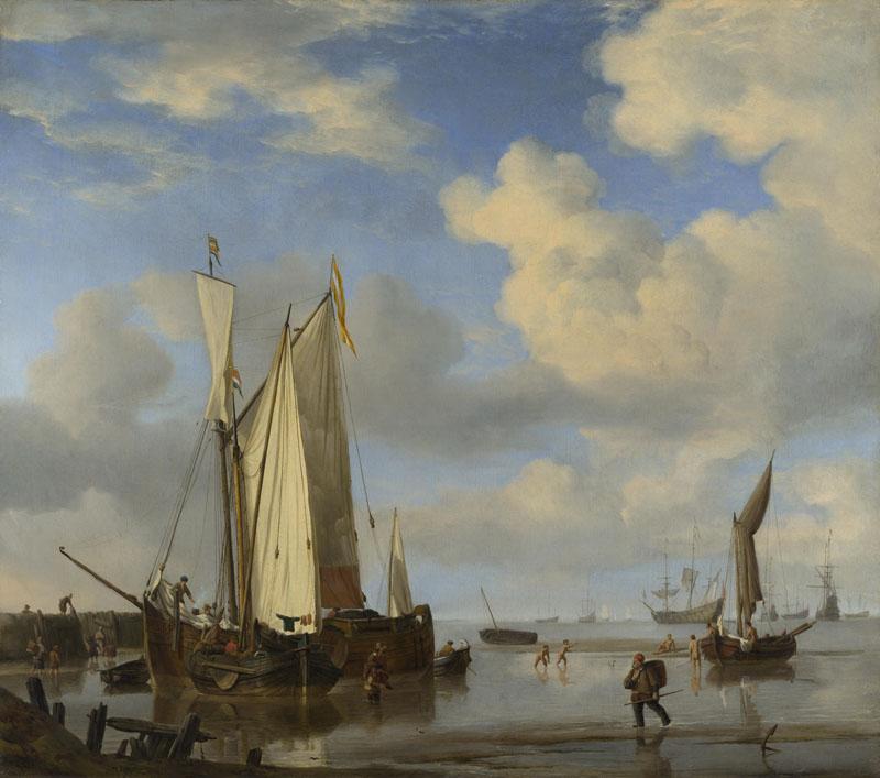 Willem van de Velde - Dutch Vessels Inshore and Men Bathing