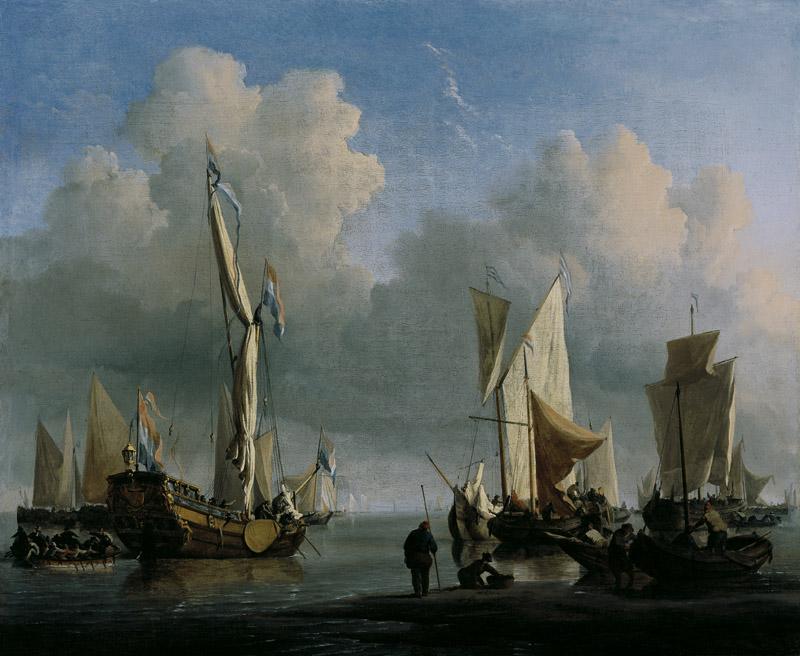 Willem van de Velde, the Younger - Ships off the Coast, 1672