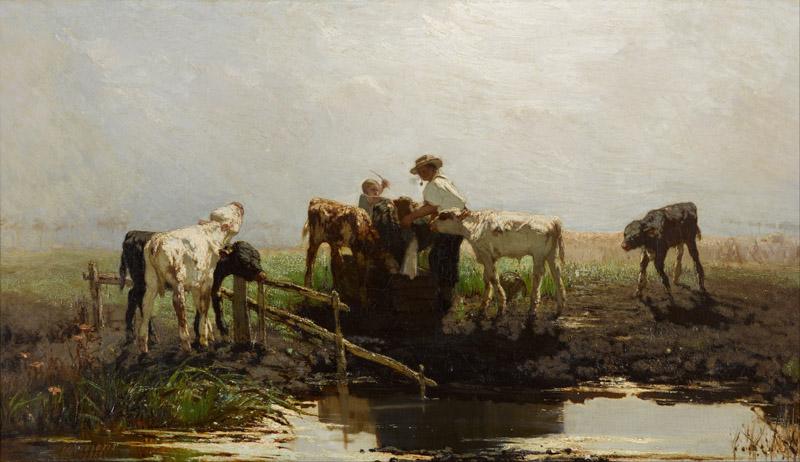 Willem Maris - Calves at a trough