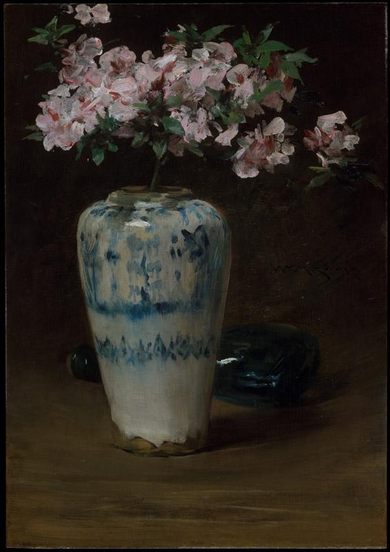 William Merritt Chase--Pink Azaleai Chinese Vase