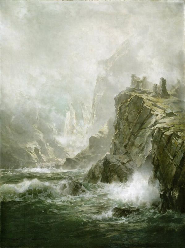 William Trost Richards, American, 1833-1905 -- The Ruins of Fast Castle, Berwickshire, Scotland- The Wolf Crag of the Bride of Lammermoor
