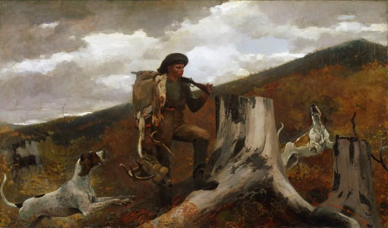 Winslow Homer, American, 1836-1910 -- A Huntsman and Dogs