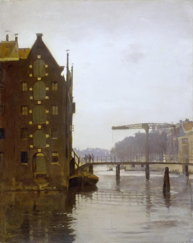 Witsen, Willem -- Pakhuizen aan een Amsterdamse gracht op Uilenburg, 1885-1922