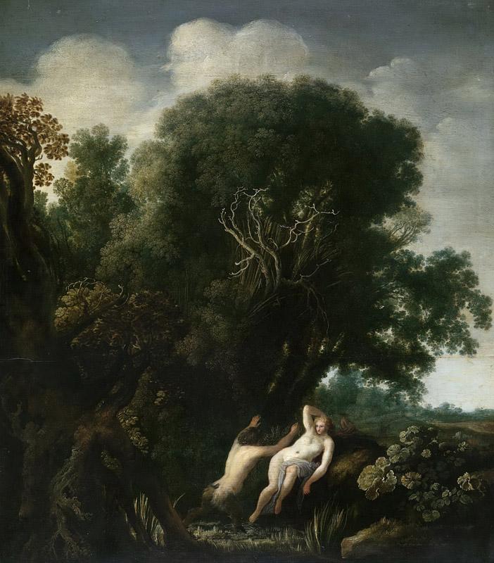 Wtenbrouck, Moyses van -- Een nimf verrast door een satyr tijdens het baden, 1630-1635