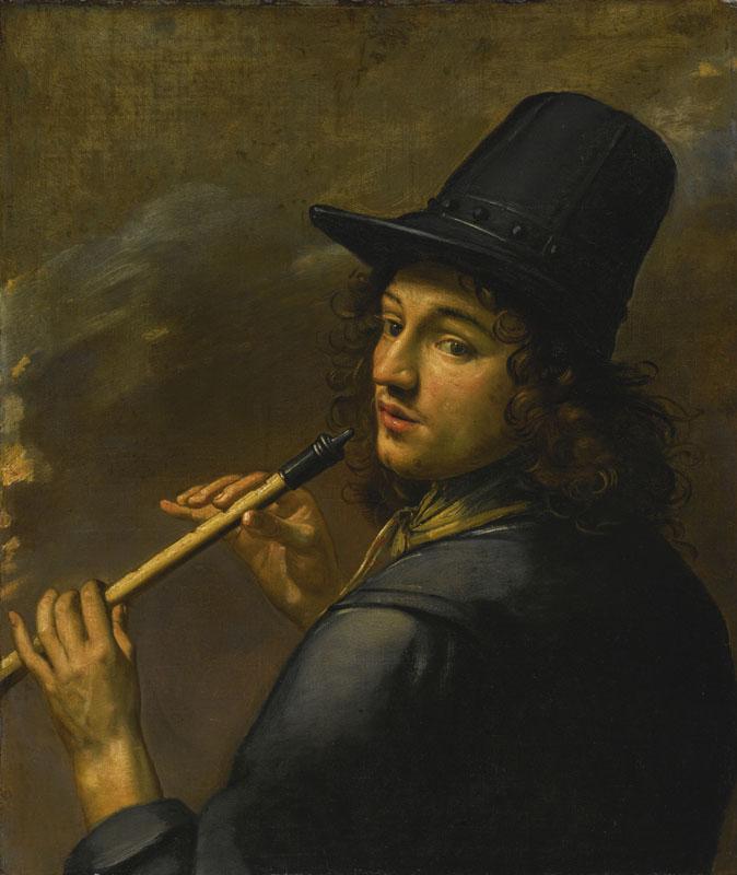 YOUNG MAN PLAYING A RECORDER