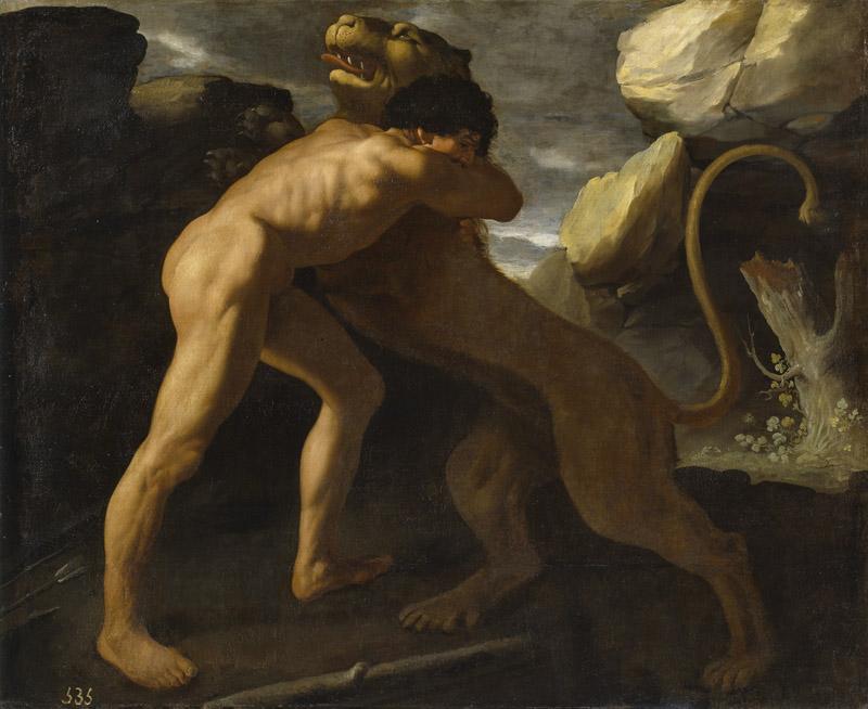 Zurbaran, Francisco de-Lucha de Hercules con el leon de Nemea-151 cm x 166 cm