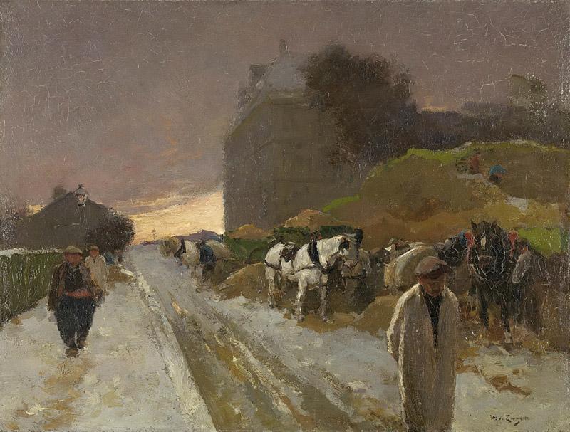 Zwart, Willem de -- Straat in Montmartre, Parijs, bij winter, 1885-1931